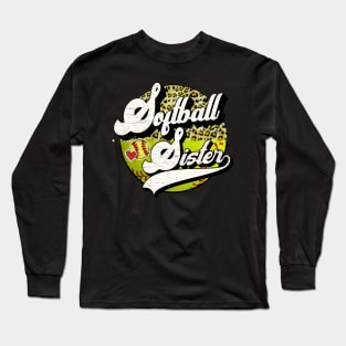 Softball Sister Vintage Leopard Softball Family Matching Long Sleeve T-Shirt